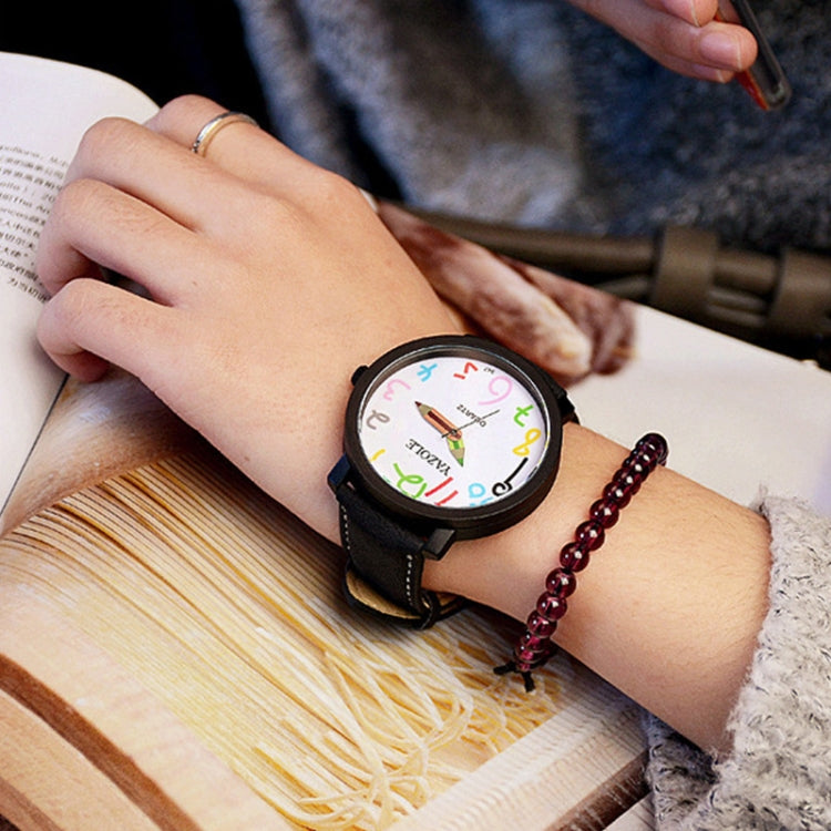 YAZOLE Personality Arabic Numeral Dial Student Watch Quartz Children Watch, 347 White Tray Black Belt, 347 White Tray Brown Belt, 347 Black Tray Black Belt, 347  Black Tray Brown Belt, 329 White Tray Black Belt, 329 White Tray Brown Belt