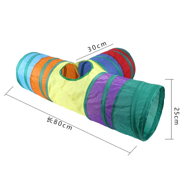 Cat Rainbow Three-Way Tunnel Interactive Cat Toy Foldable Cat Channel, Rainbow
