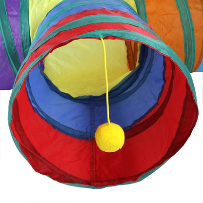 Cat Rainbow Three-Way Tunnel Interactive Cat Toy Foldable Cat Channel, Rainbow