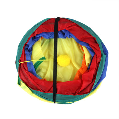 Cat Rainbow Three-Way Tunnel Interactive Cat Toy Foldable Cat Channel, Rainbow