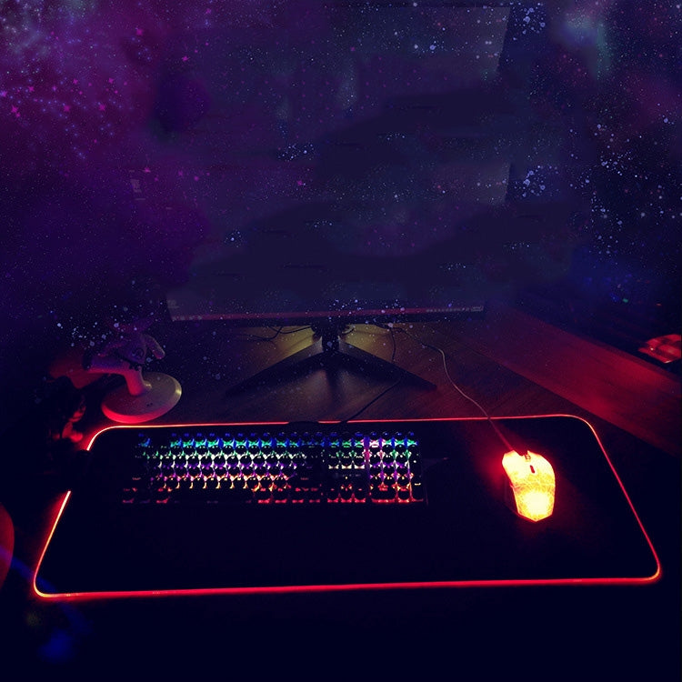 F-01 Rubber Thermal Transfer RGB Luminous Non-Slip Mouse Pad, 250x350x3mm, 250x350x4mm, 260x390x3mm, 260x390x4mm, 300x350x3mm