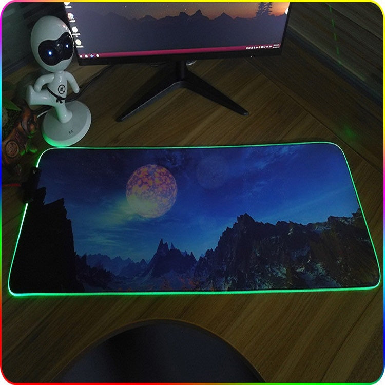 F-01 Rubber Thermal Transfer RGB Luminous Non-Slip Mouse Pad, 300x350x4mm, 350x600x3mm, 350x600x4mm, 300x800x3mm, 300x800x4mm