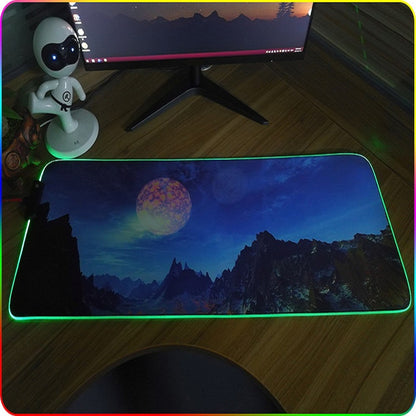 F-01 Rubber Thermal Transfer RGB Luminous Non-Slip Mouse Pad, 300x350x4mm, 350x600x3mm, 350x600x4mm, 300x800x3mm, 300x800x4mm