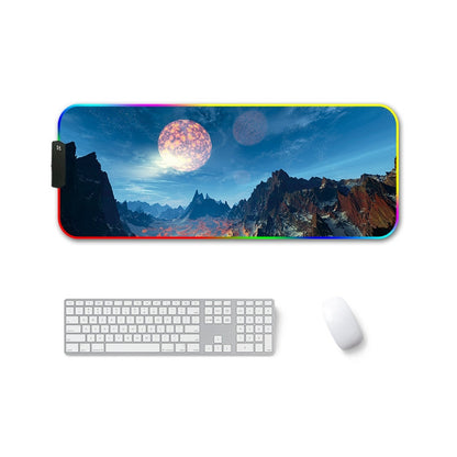 F-01 Rubber Thermal Transfer RGB Luminous Non-Slip Mouse Pad, 300x350x4mm, 350x600x3mm, 350x600x4mm, 300x800x3mm, 300x800x4mm