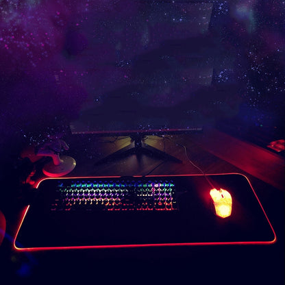 F-01 Rubber Thermal Transfer RGB Luminous Non-Slip Mouse Pad, 350x900x3mm, 350x900x4mm, 400x900x3mm, 400x900x4mm