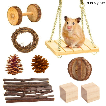 Hamster Toy Pet Rabbit Guinea Pig Parrot Play Grinding Wood Toys, 10 PCS / Set, 12 PCS / Set, 9 PCS / Set, 11 PCS / Set