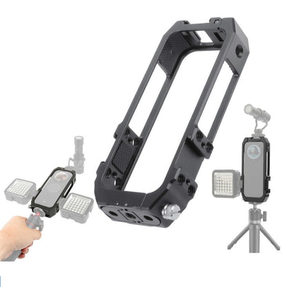 KF42730 For Insta360 One X2 Metal Camera Vertical Cage Protection Frame with Cold Shoe, For Insta360 One X-2