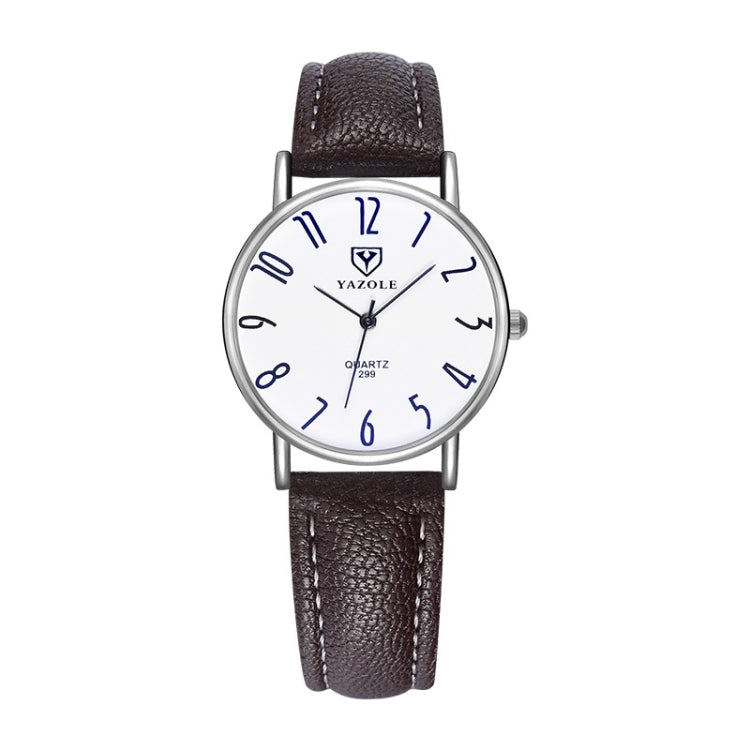 YAZOLE 299 Arabic Numerals Dial Couple Business Belt Watch, Small White Tray Brown Belt, Small Black Tray Black Belt, Small White Tray Black Belt, Small Black Tray Brown Belt, Large White Tray Black Belt, Large White Tray Red Belt
