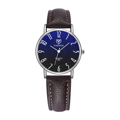 YAZOLE 299 Arabic Numerals Dial Couple Business Belt Watch, Small White Tray Brown Belt, Small Black Tray Black Belt, Small White Tray Black Belt, Small Black Tray Brown Belt, Large White Tray Black Belt, Large White Tray Red Belt