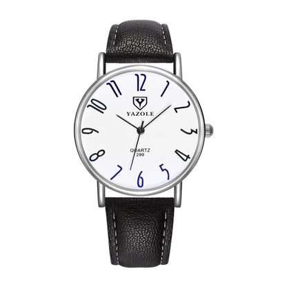 YAZOLE 299 Arabic Numerals Dial Couple Business Belt Watch, Small White Tray Brown Belt, Small Black Tray Black Belt, Small White Tray Black Belt, Small Black Tray Brown Belt, Large White Tray Black Belt, Large White Tray Red Belt