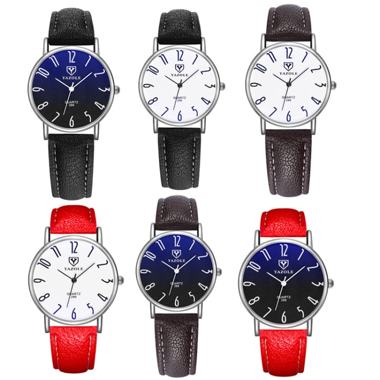YAZOLE 299 Arabic Numerals Dial Couple Business Belt Watch, Small White Tray Brown Belt, Small Black Tray Black Belt, Small White Tray Black Belt, Small Black Tray Brown Belt, Large White Tray Black Belt, Large White Tray Red Belt