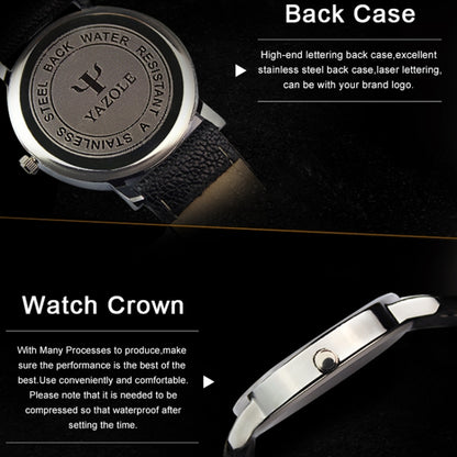 YAZOLE 299 Arabic Numerals Dial Couple Business Belt Watch, Small White Tray Brown Belt, Small Black Tray Black Belt, Small White Tray Black Belt, Small Black Tray Brown Belt, Large White Tray Black Belt, Large White Tray Red Belt