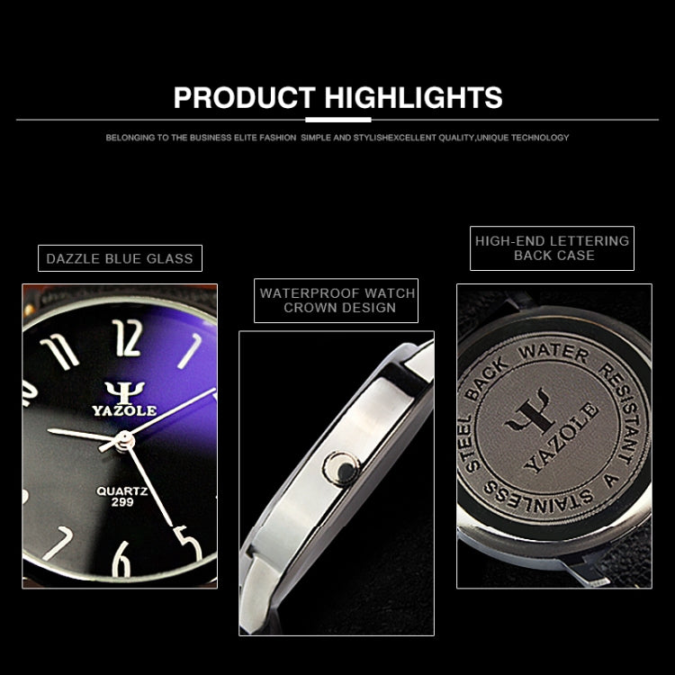 YAZOLE 299 Arabic Numerals Dial Couple Business Belt Watch, Small White Tray Brown Belt, Small Black Tray Black Belt, Small White Tray Black Belt, Small Black Tray Brown Belt, Large White Tray Black Belt, Large White Tray Red Belt