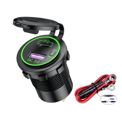 Car Motorcycle Ship Modified USB Charger Waterproof PD + QC3.0 Fast Charge, Blue Light With Terminal, Red Light With Terminal, Green Light With Terminal, Red Light With 60cm Line, Green Light With 60cm Line