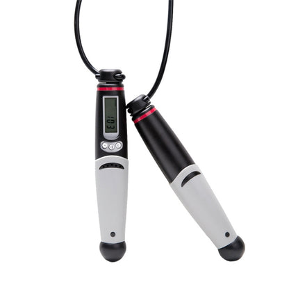 KYTO 2106B Corded Version Calorie Electronic Counting Skipping Rope Adult Fitness Timing Skipping Rope, with Steel Wire Rope (Black Gray), with 2 Steel Wire Ropes (Black Gray)