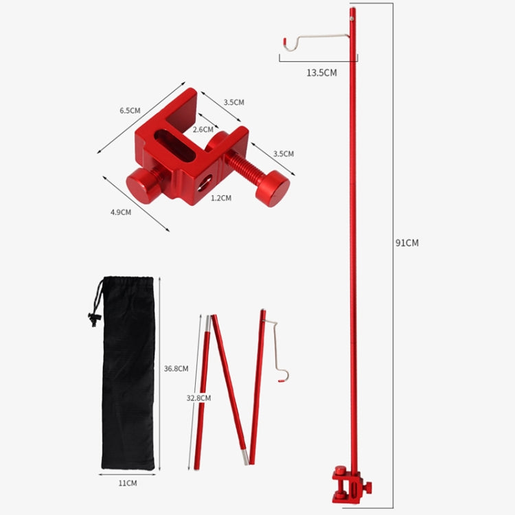CLS Outdoor Aluminum Alloy Mini Simple Light Stand Camping Foldable Fixed Light Bracket, Inserted-type, Red, Black