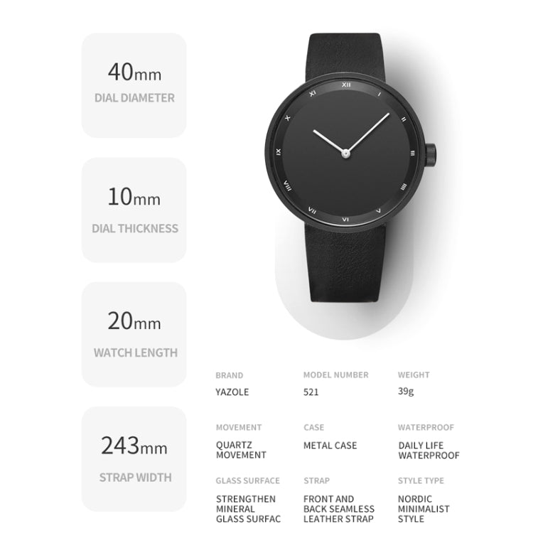 YAZOLE Simple Fashion Quartz Couple Watch, 521 Black Shell Black Tray Black Belt, 521 Black Shell Black Tray Brown Belt, 521 Silver Shell White Tray Black Belt, 521 Silver Shell White Tray BrownBelt, 523 Black Shell Black Tray Black Belt