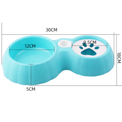 Pet Double Bowl Food And Drinker Cat And Dog Feeder Non-Wet Mouth Drinker, Pink, Blue, Green
