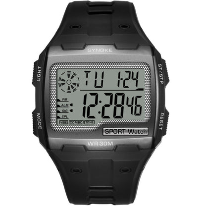 SYNOKE Square Sarge Screen Display Luminous Multifunctional Outdoor Men Sports Watch Digital Watch, Black, Gold, Silver, Lake Blue