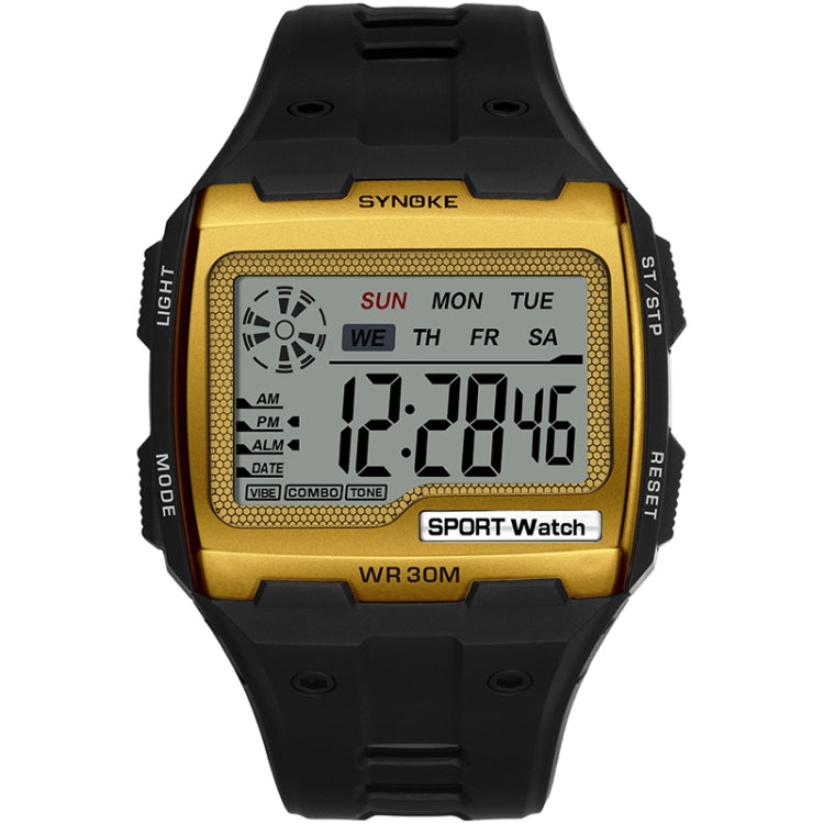 SYNOKE Square Sarge Screen Display Luminous Multifunctional Outdoor Men Sports Watch Digital Watch, Black, Gold, Silver, Lake Blue