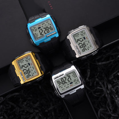 SYNOKE Square Sarge Screen Display Luminous Multifunctional Outdoor Men Sports Watch Digital Watch, Black, Gold, Silver, Lake Blue