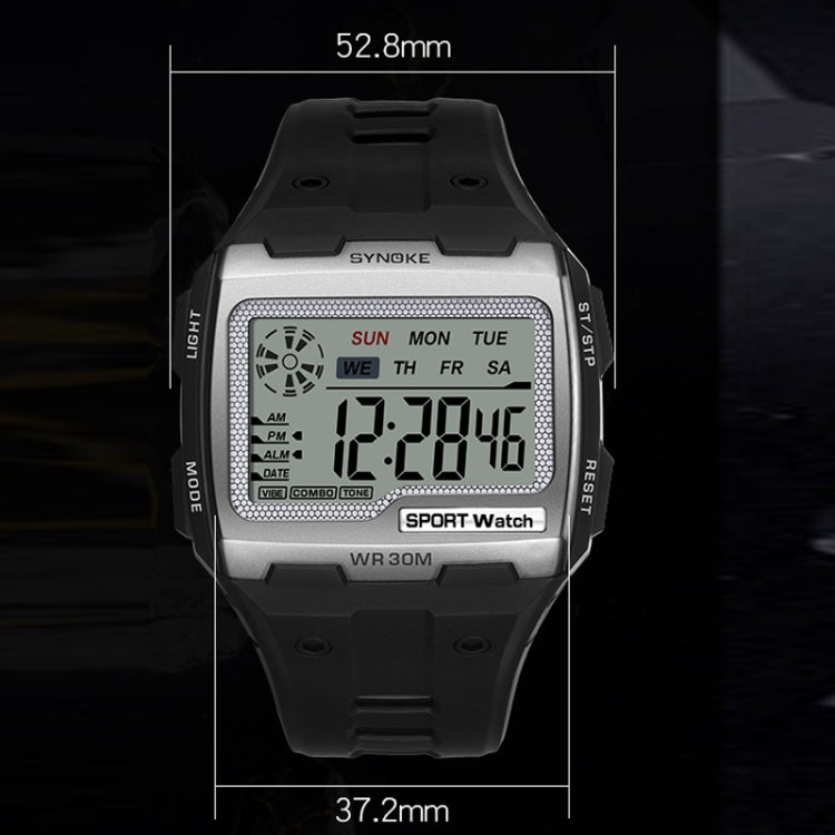 SYNOKE Square Sarge Screen Display Luminous Multifunctional Outdoor Men Sports Watch Digital Watch, Black, Gold, Silver, Lake Blue