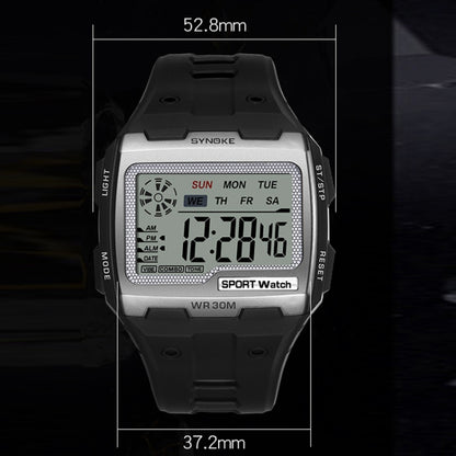 SYNOKE Square Sarge Screen Display Luminous Multifunctional Outdoor Men Sports Watch Digital Watch, Black, Gold, Silver, Lake Blue