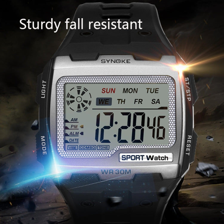 SYNOKE Square Sarge Screen Display Luminous Multifunctional Outdoor Men Sports Watch Digital Watch, Black, Gold, Silver, Lake Blue