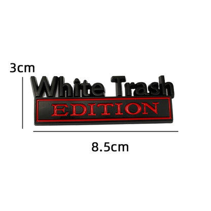 2 PCS Car Metal Modification Standard White Trash Edition Car Label Stickers, WHITE TRASH