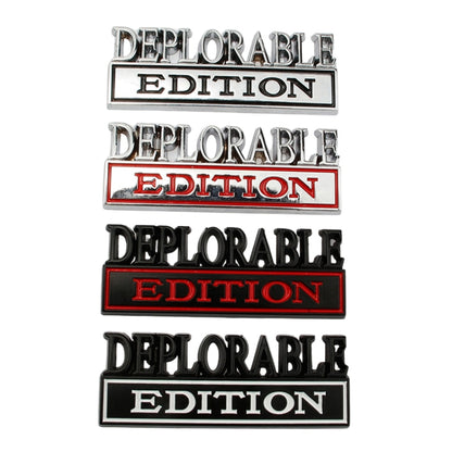 2 PCS Car Modified Metal Car Standard DEPLORABLE Edition Car Stickers, DEPLORABLE