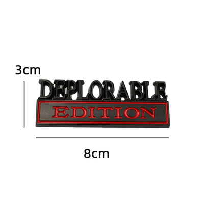 2 PCS Car Modified Metal Car Standard DEPLORABLE Edition Car Stickers, DEPLORABLE