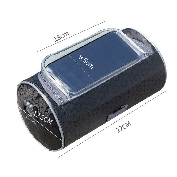 Outdoor Sports Bicycle Bag Front Beam Bag Bicycle Head Bag Large Capacity Touch Screen Waterproof Cylindrical Riding Bag, 22cm x 12.5cm