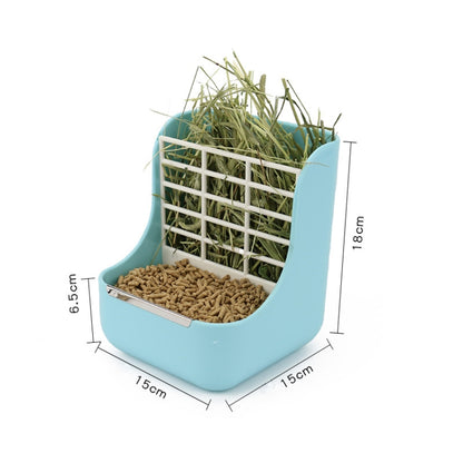 2 In 1 Rabbit Food Basin Frame Fixed Guinea Pig Food Box, Blue, Pink, Yellow