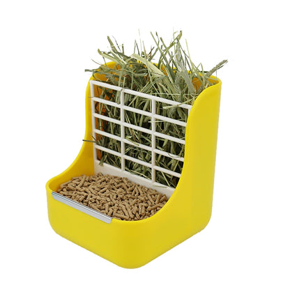 2 In 1 Rabbit Food Basin Frame Fixed Guinea Pig Food Box, Blue, Pink, Yellow