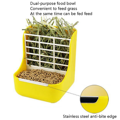 2 In 1 Rabbit Food Basin Frame Fixed Guinea Pig Food Box, Blue, Pink, Yellow