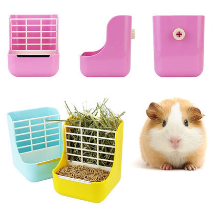 2 In 1 Rabbit Food Basin Frame Fixed Guinea Pig Food Box, Blue, Pink, Yellow