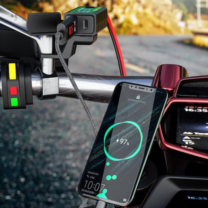 M2-A 12V 3.1A Dual USB Mobile Phone Charger Motorcycle Waterproof With Line Charger, M2-A