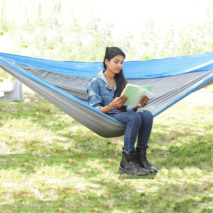 Outdoor Hammock Nylon Parachute Cloth Travel Camping Swing, Style:, 2.7m x 1.4m (Black+Gray), 3m x 2m (Black+Gray), 2.7m x 1.4m (Black+Red), 3m x 2m (Black+Red), 2.7m x 1.4m (Red+Sky Blue), 3m x 2m (Red+Sky Blue), 2.7m x 1.4m (Royal Blue+Dark Gray)