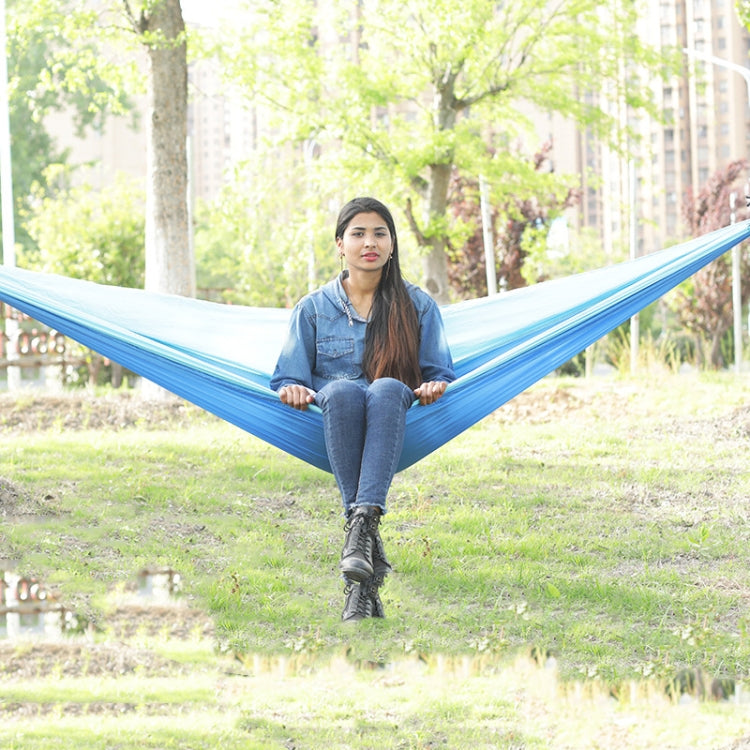 Outdoor Hammock Nylon Parachute Cloth Travel Camping Swing, Style:, 2.7m x 1.4m (Black+Gray), 3m x 2m (Black+Gray), 2.7m x 1.4m (Black+Red), 3m x 2m (Black+Red), 2.7m x 1.4m (Red+Sky Blue), 3m x 2m (Red+Sky Blue), 2.7m x 1.4m (Royal Blue+Dark Gray)