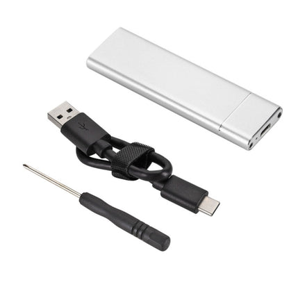 F018C M.2 NGFF To USB3.1 SSD Solid Aluminum Type-C Mobile Hard Drive Enclosure, Black, Silver