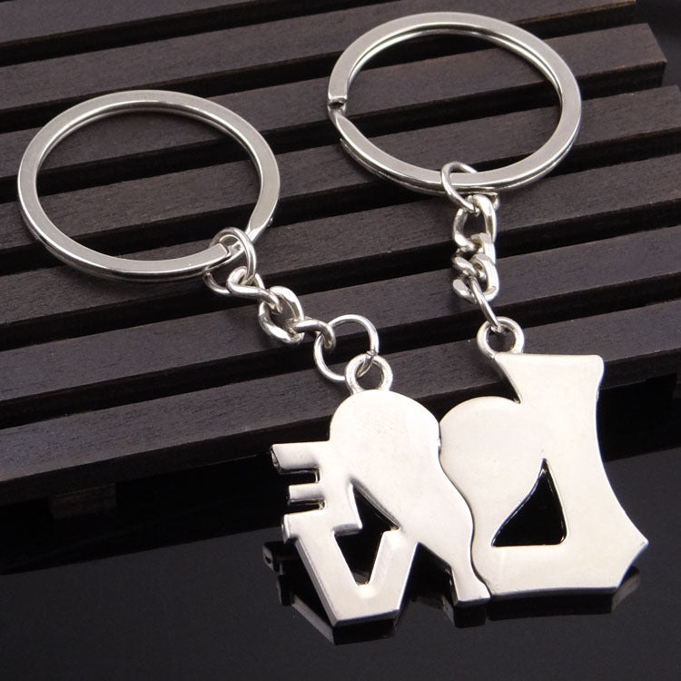 10 Pairs Metal Love Word Couple Keychain Pendant, Love Word Couple Keychain