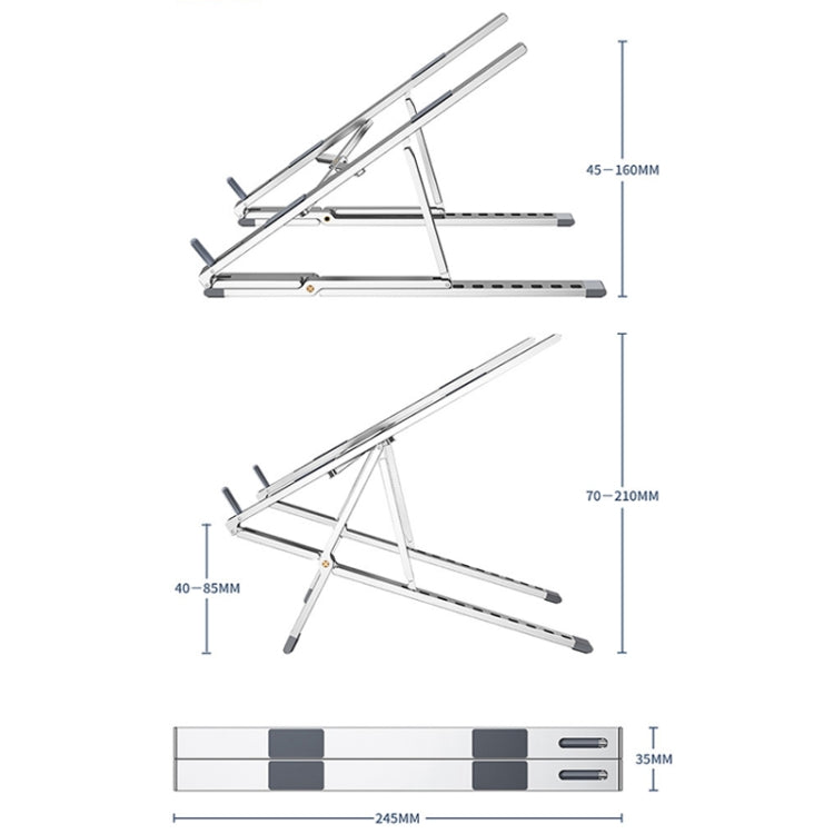 Oatsbasf Z02 Laptop Increasing Cooling Bracket Aluminum Alloy Desktop Adjustable Bracket, Gray, Silver