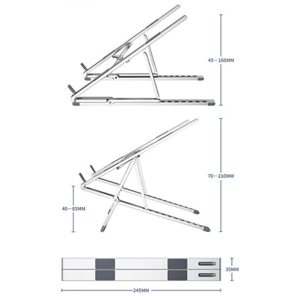 Oatsbasf Z02 Laptop Increasing Cooling Bracket Aluminum Alloy Desktop Adjustable Bracket, Gray, Silver