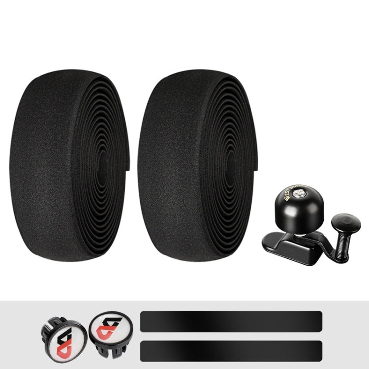 WEST BIKING YP1602782 Bicycle Bells With Supernouncing EVA Back Rubber Band Bell Combination Set, Black Tape + Black Bell, Red Tape + Black Bell, Colored Tape + Black Bell, White Black Gray Tape + Black Bell