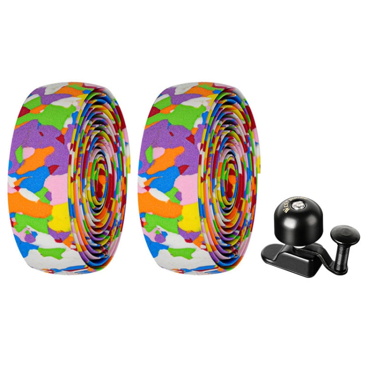 WEST BIKING YP1602782 Bicycle Bells With Supernouncing EVA Back Rubber Band Bell Combination Set, Black Tape + Black Bell, Red Tape + Black Bell, Colored Tape + Black Bell, White Black Gray Tape + Black Bell