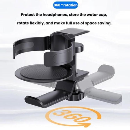 Rotating Cup Holder Headphone Holder Internet Cafe Monitor Headphone Hanger, Black, Moonlight Silver