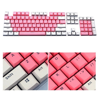 104-Keys Two-Color Mold Transparent PBT Keycap Mechanical Keyboard, Pink White, Blue Purple, Dark Grey, White Pink, Purple Blue, Gray Black, Silver