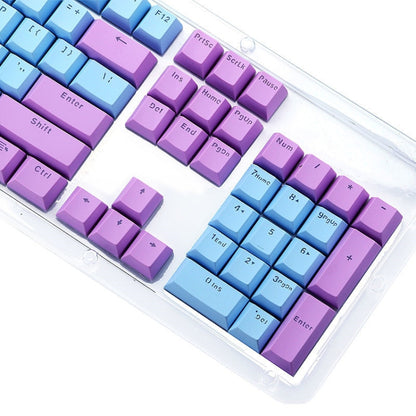 104-Keys Two-Color Mold Transparent PBT Keycap Mechanical Keyboard, Pink White, Blue Purple, Dark Grey, White Pink, Purple Blue, Gray Black, Silver