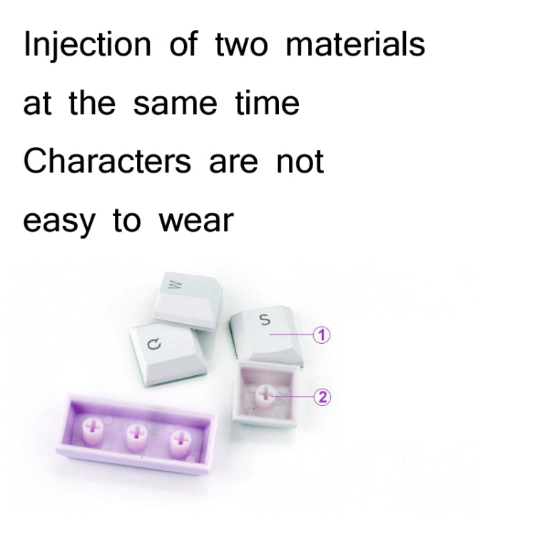 104-Keys Two-Color Mold Transparent PBT Keycap Mechanical Keyboard, Pink White, Blue Purple, Dark Grey, White Pink, Purple Blue, Gray Black, Silver