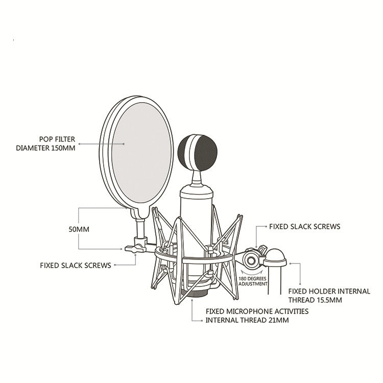 Microphone Shockproof Bracket Condenser Microphone Blowout Cover Set, SH-101